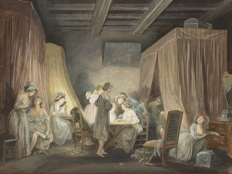 1737-Nicolas Lafrensen - L'ora di andare a letto delle operaie della moda, 1788